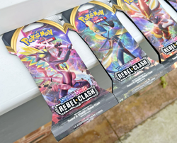 POKEMON TCG REBEL CLASH SLEEVED BOOSTER PACK ART SET X4 PACKS *FACTORY SEALED* - Image 5