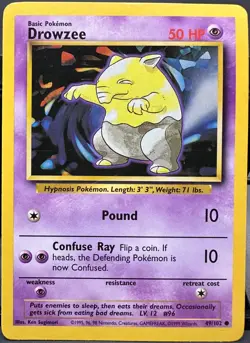 Drowzee 49/102 Base Set Pokemon TCG 1999 MP - Image 1