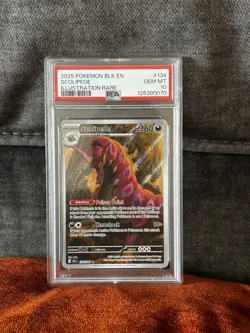 Pokemon TCG Black Bolt Scolipede 134/086 Illustration Rare - PSA 10 - Low Pop - Image 1