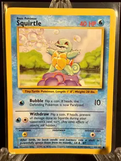 Squirtle Card 63/102 Pokemon TCG Base Set Unlimited | MP/VG Starter - Image 1