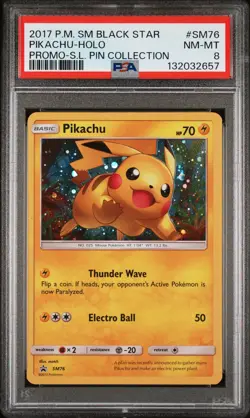2017 POKEMON SM PROMO SHINING LEGENDS PIN COLLECTION PIKACHU-HOLO PSA 8 - Image 1