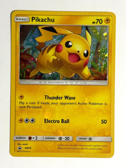 Pokemon TCG Pikachu SM76 Promo Holo Bleed Error Shining Legends Small Ding - Image 1