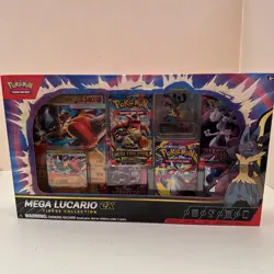 Pokemon TCG Mega Lucario EX Figure Collection Sealed Promo Card 5 Booster Packs - Image 1