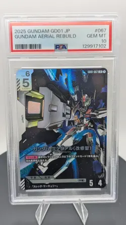PSA 10 GUNDAM CARD GAME NEWTYPE RISING JAPANESE #GD01-067 GUNDAM AERIAL REBUILD - Image 1