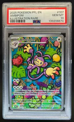 2025 Pokemon Phantasmal Flames Ambipom Illustration Rare #107/094 PSA 10 - Image 1