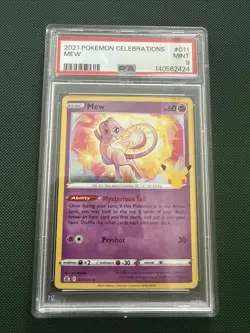 2021 Pokemon Celebrations Mew Holo Rare Card PSA 9 Mint 011/025 - Image 1