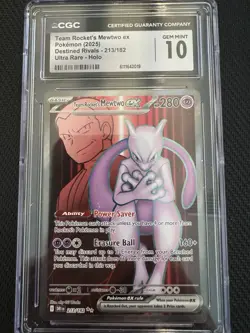 Pokemon TCG Destined Rivals Team Rockets Mewtwo EX 213/182 CGC Gem Mint 10 - Image 1