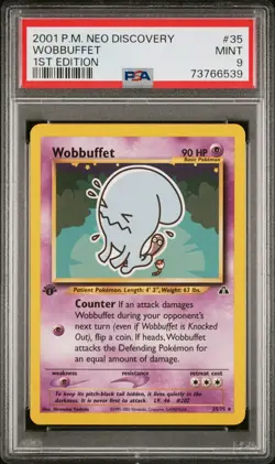 Pokemon TCG Wobbuffet Neo Discovery 2001 35 Regular 1st edition Rare PSA 9 MINT - Image 1