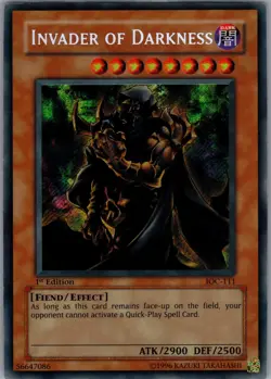 Yugioh Invasion of Chaos #IOC-111 Invader of Darkness 1ST EDITION NM - Image 1
