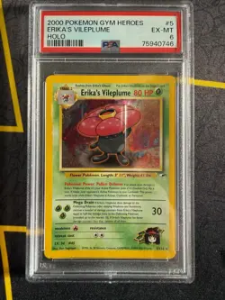 PSA 6 - Pokemon Erika's Vileplume Gym Heroes 5/132 Holo Unlimited Holo Rare - Image 2
