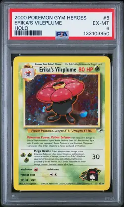 2000 POKEMON GYM HEROES HOLO #5 ERIKA'S VILEPLUME PSA 6 - Image 1