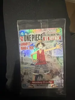 One Piece TCG Monkey D Luffy College Basketball US Voyage Promo P-055 - Image 1