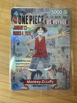 One Piece Monkey D. Luffy US Voyage College Basketball Promo Card Gonzaga SEALED - Image 1
