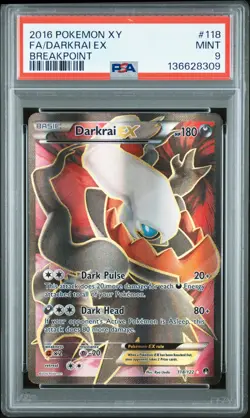 2016 POKEMON XY BREAKPOINT #118 FULL ART/DARKRAI EX PSA 9 - Image 1