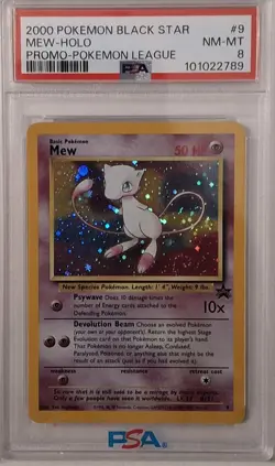 Pokemon PSA 8 Black Star Mew #9 League Promo Holo Vintage W/Swirl K33 - Image 1