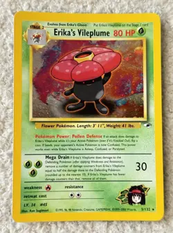 Pokemon TCG Gym Heroes Erika's Vileplume Holo 5/132 2000 Wotc Great Condition! - Image 1
