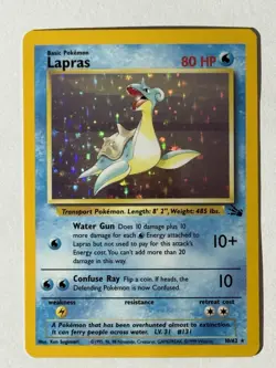 Pokemon TCG Lapras 10/62 Fossil Holo Rare Vintage WOTC Damaged - Image 1