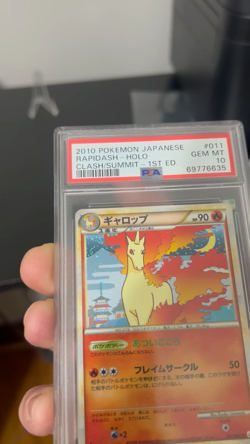 2010 POKEMON JPN CLASH AT THE SUMMIT 1ST ED 011/080 RAPIDASH PSA 10 *HOLO SWIRL* - Image 2