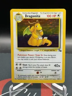 1999 Pokemon Dragonite 4/62 Holo Fossil Unlimited Original WOTC LP - Image 1