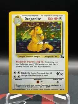 1999 Pokemon Dragonite 4/62 Holo Fossil Unlimited Original WOTC LP - Image 2