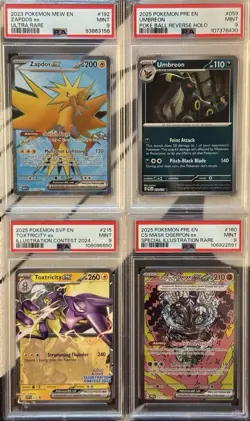 Pokemon Slab Lot - Zapdos ex 151 SIR, Ogerpon SIR, Umbreon, Toxtricity - PSA 9 - Image 1