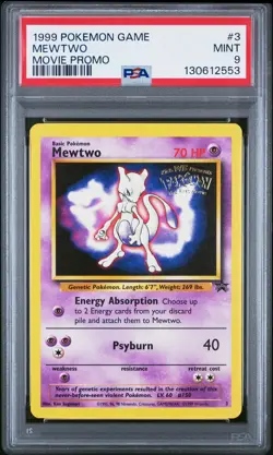 1999 POKEMON GAME MOVIE PROMO #3 MEWTWO PSA 9 - Image 1