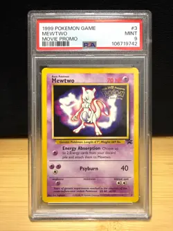 1999 POKEMON GAME MOVIE PROMO #3 MEWTWO PSA 9 - Image 1