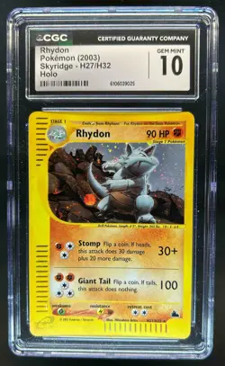 2003 Pokemon Skyridge Rhydon Holo #H27/H32 CGC 10 - Image 1