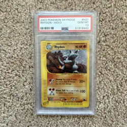 2003 Pokemon Skyridge #H27 Rhydon Holo PSA 10 Gem Mint - Image 1