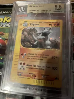 Pokemon TCG 2003 Skyridge Rhydon H27 Holo R BGS 9.5 GM-MT w/ Swirl - Image 3