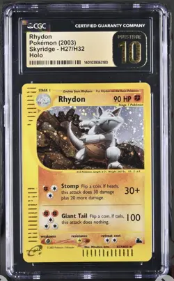 Pop 11! CGC 10 PRISTINE Rhydon 2003 Skyridge H27/H32 Holo Pokemon Card (PSA) - Image 1
