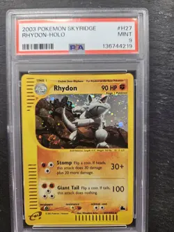 Pokemon Skyridge RHYDON H27 Holo PSA 9 MINT SWIRL - Image 1