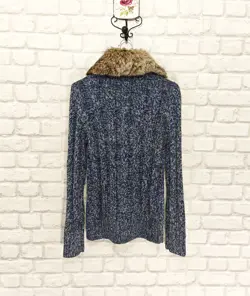 Nine Lives Zip Cardigan with Real Fur Collar Kidmohair/Merino Wool Blend size M - Image 3