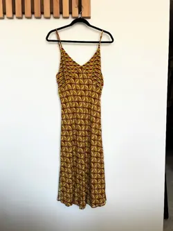 Nine Lives Bazaar Shimmy Slip dress - Antigua (Mustard & brown) Size 16 RRP $229 - Image 2