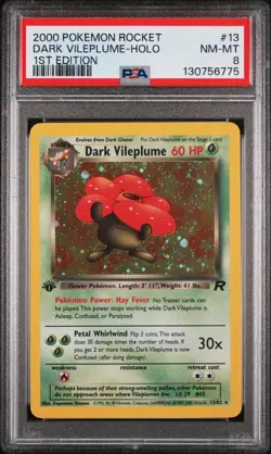 2000 POKEMON ROCKET 1ST EDITION #13 DARK VILEPLUME-HOLO PSA 8 - Image 1