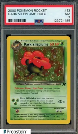 2000 Pokemon TCG Team Rocket 1st Edition #13/82 Dark Vileplume Holo PSA 7 NM - Image 1
