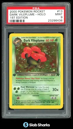 2000 POKEMON TEAM ROCKET 1ST EDITION #13/82 DARK VILEPLUME HOLO PSA 9 - Image 1