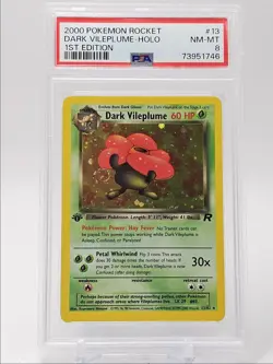 DARK VILEPLUME 2000 POKEMON ROCKET 1ST EDITION HOLO RARE 13/82 PSA 8 Q0907 - Image 1