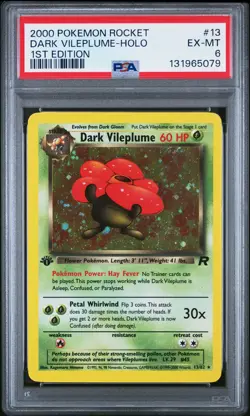 2000 POKEMON ROCKET 1ST EDITION #13 DARK VILEPLUME-HOLO PSA 6 - Image 1