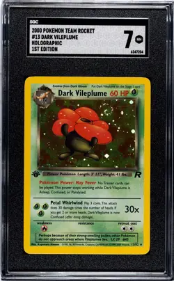 2000 vintage Pokemon 1st edition Dark Vileplume 13/82 Team Rocket Holo SGC 7 PSA - Image 1