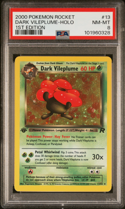 2000 POKEMON ROCKET #13 DARK VILEPLUME-HOLO 1ST EDITION PSA 8 - Image 1