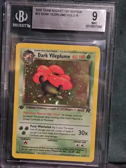 DARK VILEPLUME HOLO #13 POKEMON 1ST EDITION ROCKET BGS #0016838107 MINT 9 2000 - Image 1