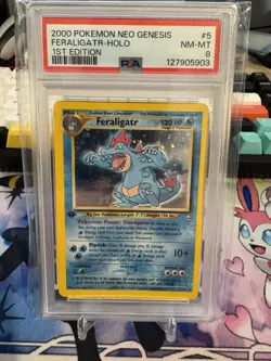 2000 POKEMON NEO GENESIS 1ST EDITION #5 FERALIGATR-HOLO PSA 8 - Image 1