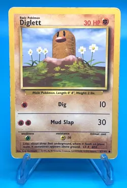 1999 Pokemon Base Set 1st Edition Diglett 47/102 Common THICK STAMP MP - Image 1