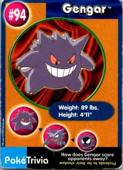 Pokemon Burger King PokeTrivia Perforated Gengar #94 - Image 1