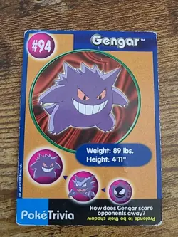 Pokemon Burger King PokeTrivia Perforated Gengar #94 - Image 3