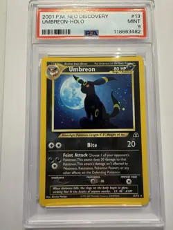 2001 POKEMON NEO DISCOVERY #13 UMBREON-HOLO Unlimited PSA 9 - Image 1