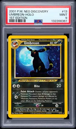 2001 POKEMON NEO DISCOVERY 1ST EDITION #13 UMBREON-HOLO PSA 9 - Image 1