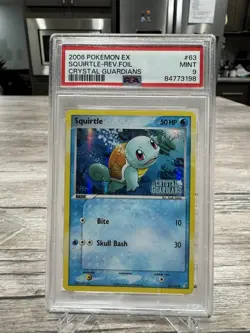 2006 POKEMON EX CRYSTAL GUARDIANS #63 SQUIRTLE-REVERSE FOIL PSA 9 - Image 2
