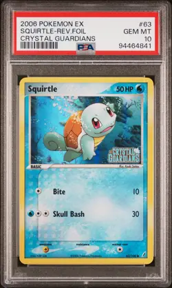 2006 POKEMON EX CRYSTAL GUARDIANS #63 SQUIRTLE-REVERSE FOIL PSA 10 - Image 1